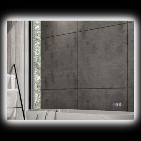 Dimmable Bathroom Mirror with Lights, 39" x 32" Backlit LED Mirror w/ Anti-Fog, Memory & Infinite Color Temperature