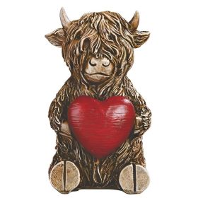 5"H Highland Cow with Heart Figurine Home Decor Gift