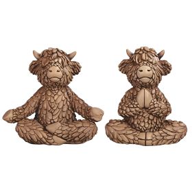 4.5"W Highland Cow Couple Set Figurine Home Decor Gift