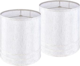 Tall Drum Lamp Shades Set of 2 Light Beige Tree Bark Textured linen Lamp shade