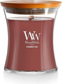 Wood Wick Cinnamon Chai Holiday Candle Gifts for Women and Men, Medium Hourglass Candle with Crackling Wick