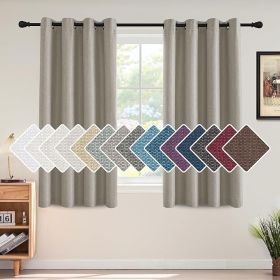 Linen Blackout Curtain 54 Inches Long for Bedroom/Living Room Thermal Insulated Grommet Linen Look Curtain Drapes Primitive Textured Burlap Effec