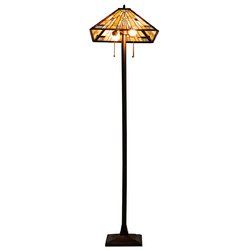 Tiffany-Style 2 Light Floor Lamp with 18" Stained Glass Shade