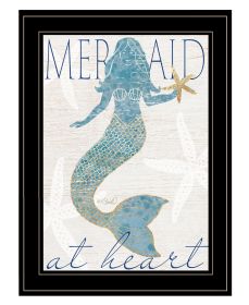 "Mermaid at Heart" by Kate Sherrill, Ready to Hang Framed Print, Black Frame