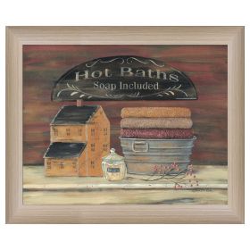 "HOT BATH" by Pam Britton, Ready to Hang Framed print, Taupe Frame