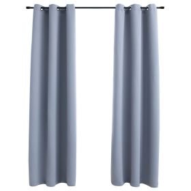 Blackout Curtains with Rings 2 pcs Gray 37"x84" Fabric