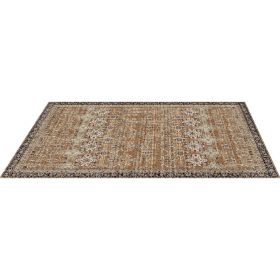 Large Area Rug 6 x 9 ft Anti-Skid Tear-Resistant Floor Mat Vintage Brown Green