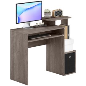 Computer Desk with Sliding Keyboard Tray Storage Drawer Shelf Home Office Workstation Grey