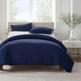 Serta Simply Clean Solid Duvet Cover Queen (Option: Navy Blue)