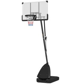 5-10 Basketball Stand, Freestanding Basketball System With 44 Shatterproof Backboard, Rebound System And Wheels (Option: Black)