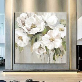 Hand Painted Oil Painting Wall Art Flower Modern Abstract Living Room Hallway Bedroom Luxurious Decorative Painting (style: 01, size: 80x80cm)