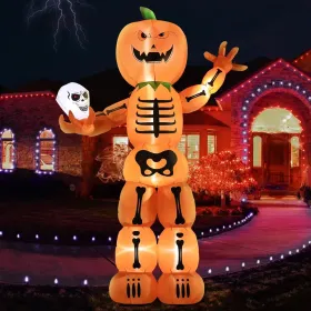 12FT Halloween Inflatables Decoration Giant Ghost With 3-Colored Flame Rotation LED Light Spooky Halloween Decorations Outdoor Blow Up Yard Decor (Option: PumpkinMan)